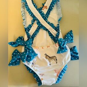 Sal & Pimenta Girls Swimsuit 5T Farm Animal Print